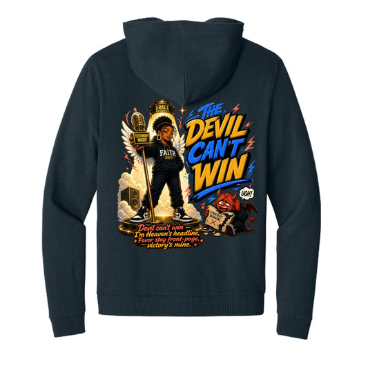 The Devil Can’t Win Women’s Christian Full‑Zip Hooded Sweatshirt - ClaimedbyGodDesigns