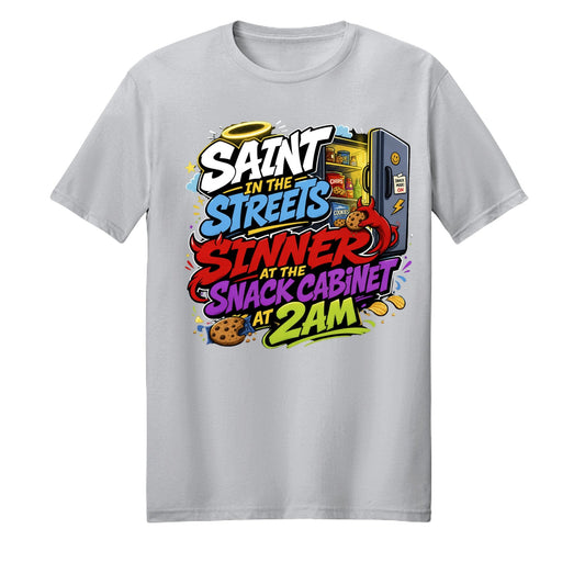 Saint In The Streets Sinner At The Snack Cabinet Unisex Christian T-shirt - ClaimedbyGodDesigns