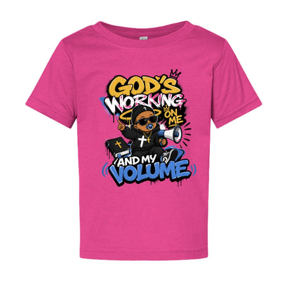 God's Working On Me And My Volume Baby Christian T-shirt - ClaimedbyGodDesigns