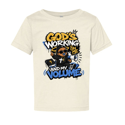 God's Working On Me And My Volume Baby Christian T-shirt - ClaimedbyGodDesigns