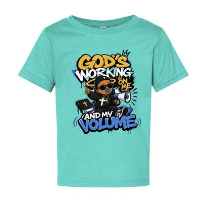 God's Working On Me And My Volume Baby Christian T-shirt - ClaimedbyGodDesigns