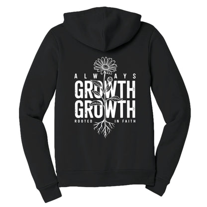 Always Growth Rooted In Faith Women's Christian Full - zip Hooded Sweatshirt - ClaimedbyGodDesigns