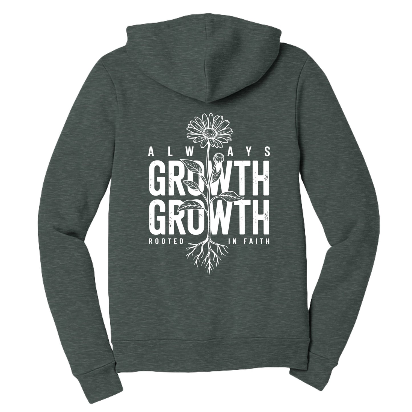 Always Growth Rooted In Faith Women's Christian Full - zip Hooded Sweatshirt - ClaimedbyGodDesigns