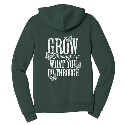 Grow Through What You Go Through Women's Christian Full - zip Hooded Sweatshirt - ClaimedbyGodDesigns