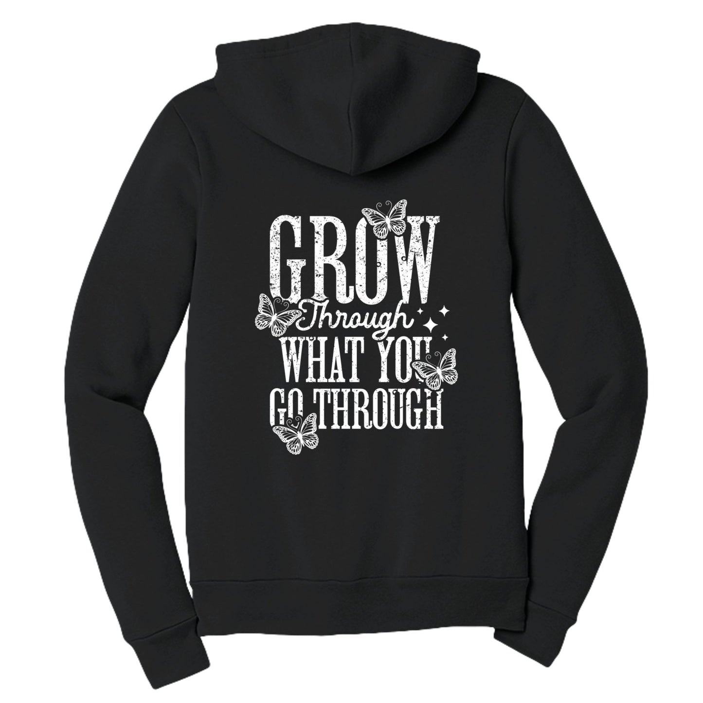 Grow Through What You Go Through Women's Christian Full - zip Hooded Sweatshirt - ClaimedbyGodDesigns