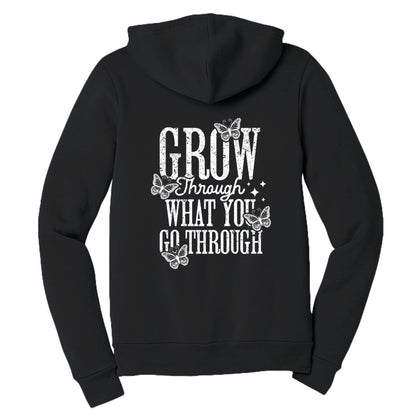 Grow Through What You Go Through Women's Christian Full - zip Hooded Sweatshirt - ClaimedbyGodDesigns