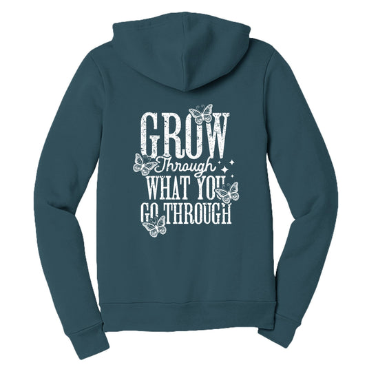 Grow Through What You Go Through Women's Christian Full - zip Hooded Sweatshirt - ClaimedbyGodDesigns