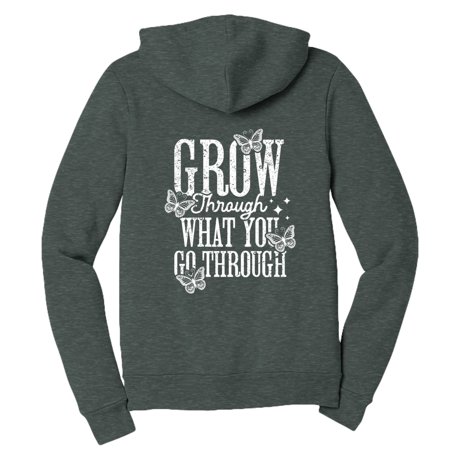 Grow Through What You Go Through Women's Christian Full - zip Hooded Sweatshirt - ClaimedbyGodDesigns