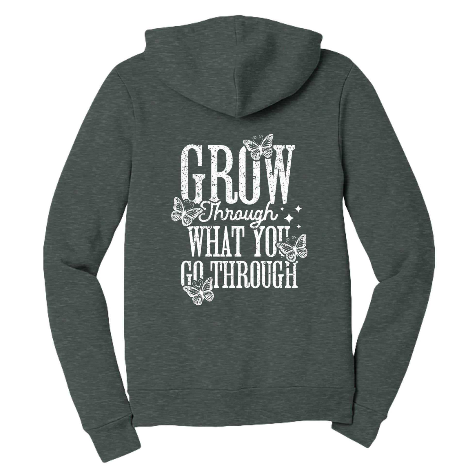 Grow Through What You Go Through Women's Christian Full - zip Hooded Sweatshirt - ClaimedbyGodDesigns