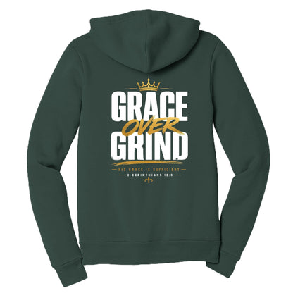Grace Over Grind Women's Christian Full‑Zip Hooded Sweatshirt - ClaimedbyGodDesigns