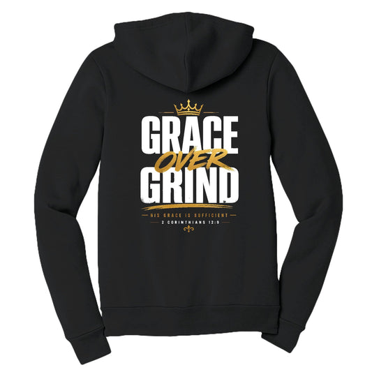 Grace Over Grind Women's Christian Full‑Zip Hooded Sweatshirt - ClaimedbyGodDesigns