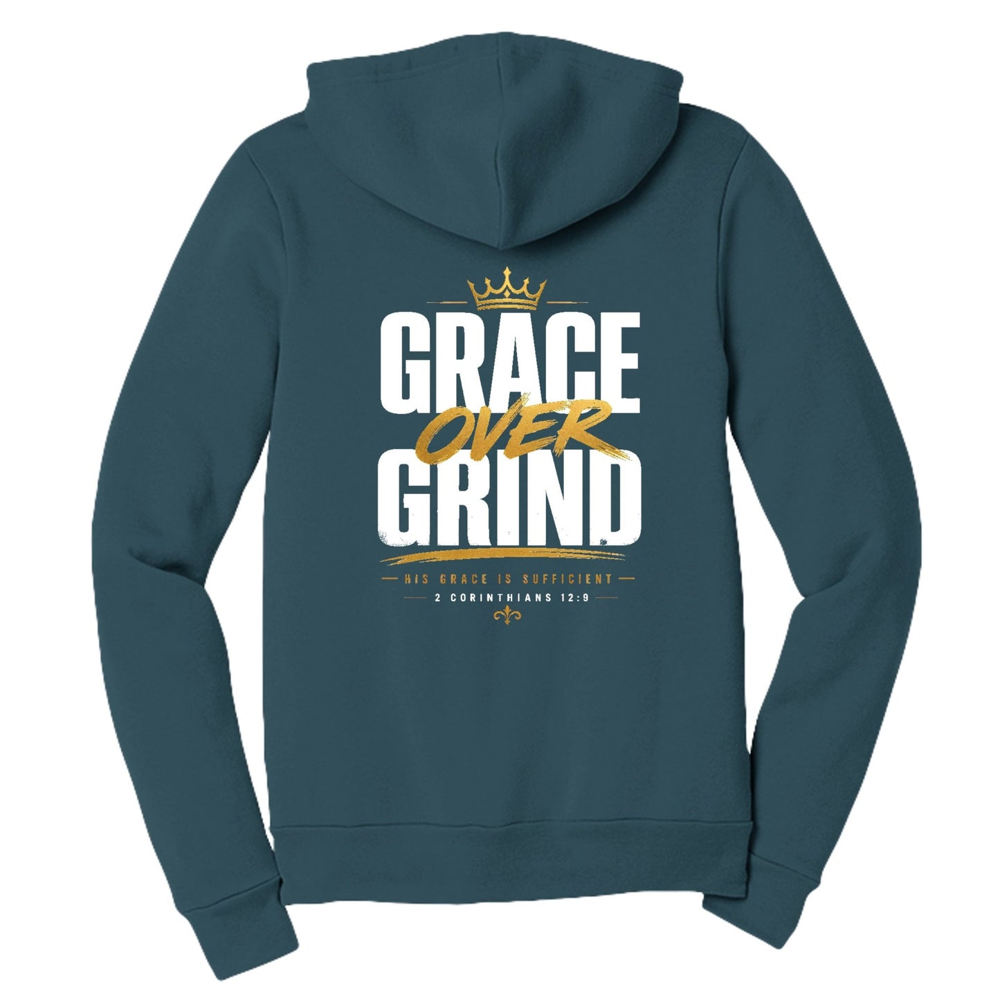 Grace Over Grind Women's Christian Full‑Zip Hooded Sweatshirt - ClaimedbyGodDesigns