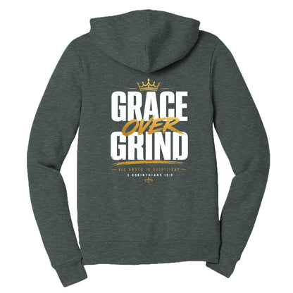 Grace Over Grind Women's Christian Full‑Zip Hooded Sweatshirt - ClaimedbyGodDesigns