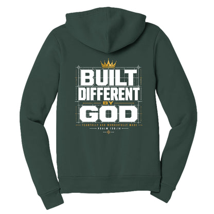 Built Different By God Women’s Christian Full‑Zip Hooded Sweatshirt - ClaimedbyGodDesigns