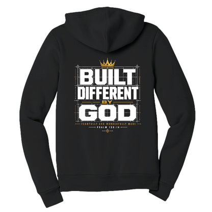 Built Different By God Women’s Christian Full‑Zip Hooded Sweatshirt - ClaimedbyGodDesigns