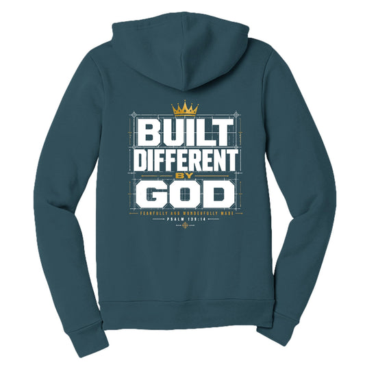 Built Different By God Women’s Christian Full‑Zip Hooded Sweatshirt - ClaimedbyGodDesigns