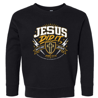Jesus Did It 2.0 Toddler Christian Pullover Sweatshirt - ClaimedbyGodDesigns