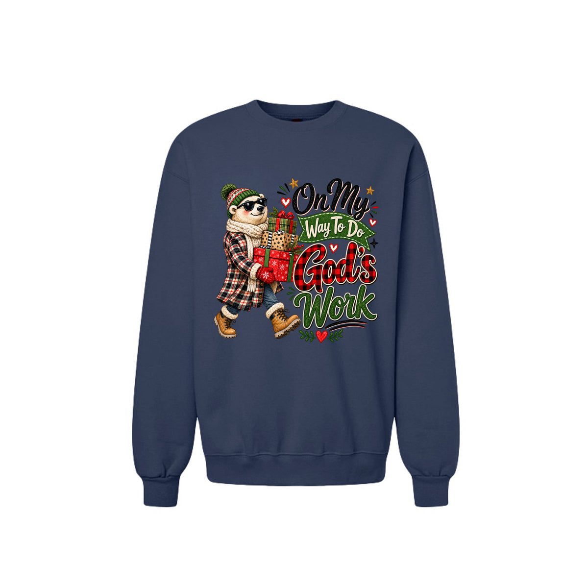 On My Way To Do God's Work Unisex Christian Christmas Pullover Sweatshirt - ClaimedbyGodDesigns
