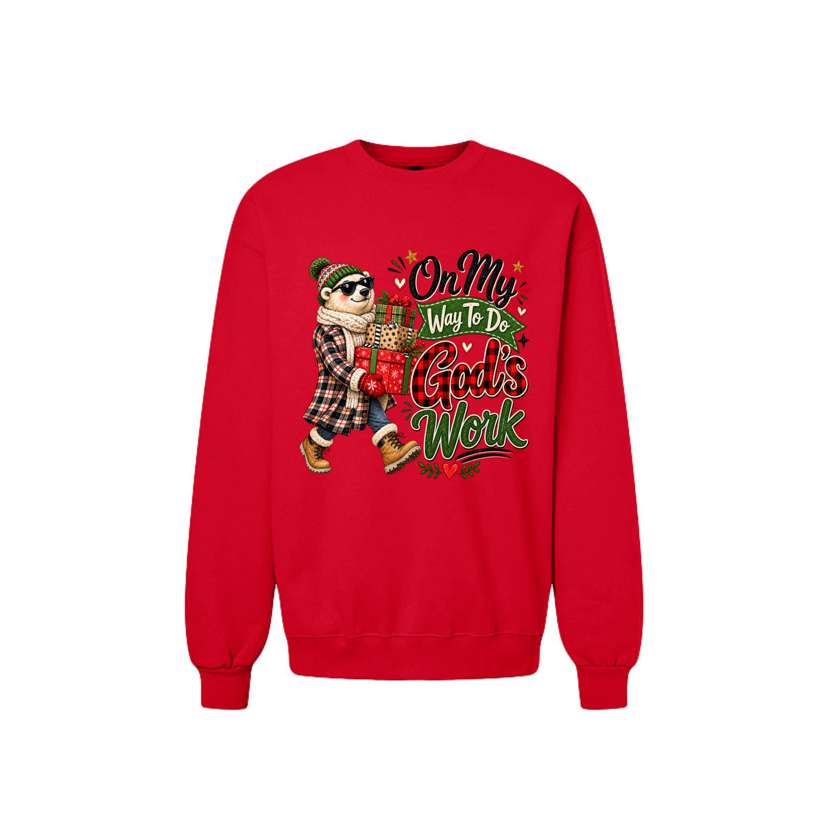 On My Way To Do God's Work Unisex Christian Christmas Pullover Sweatshirt - ClaimedbyGodDesigns