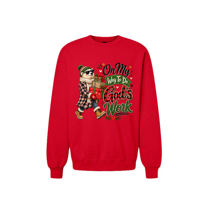On My Way To Do God's Work Unisex Christian Christmas Pullover Sweatshirt - ClaimedbyGodDesigns