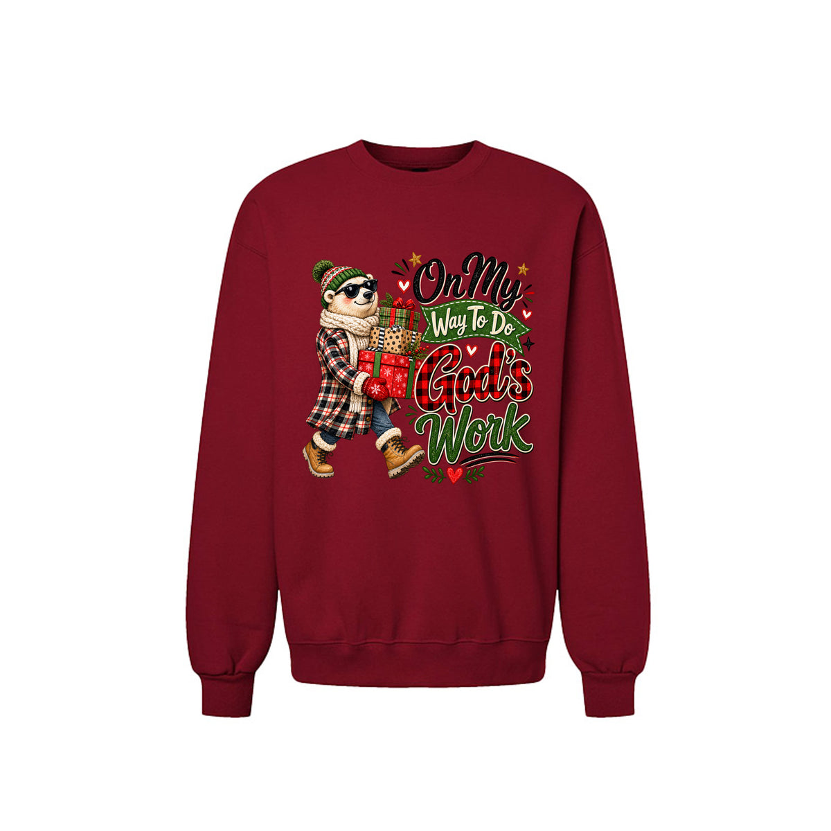 On My Way To Do God's Work Unisex Christian Christmas Pullover Sweatshirt - ClaimedbyGodDesigns