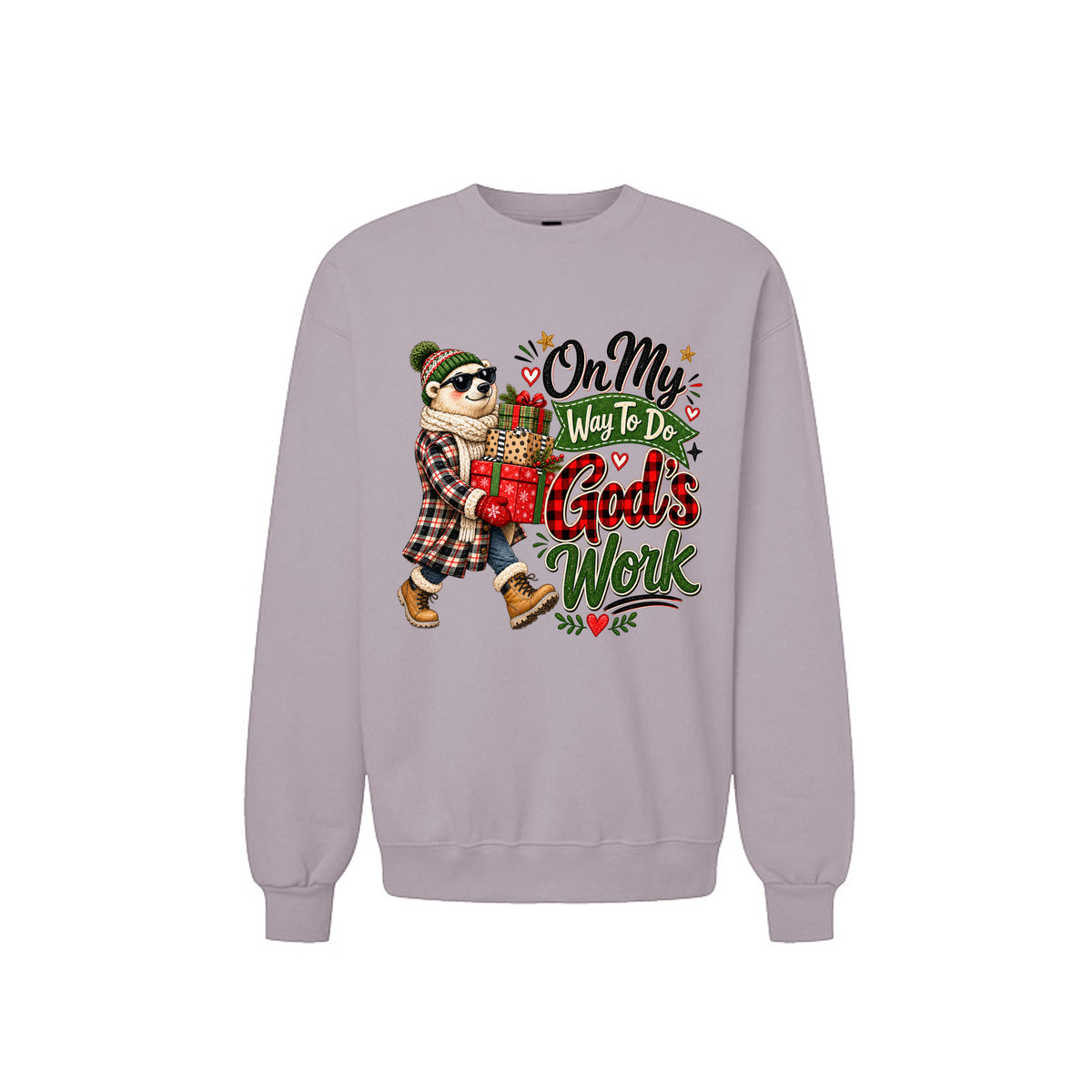 On My Way To Do God's Work Unisex Christian Christmas Pullover Sweatshirt - ClaimedbyGodDesigns