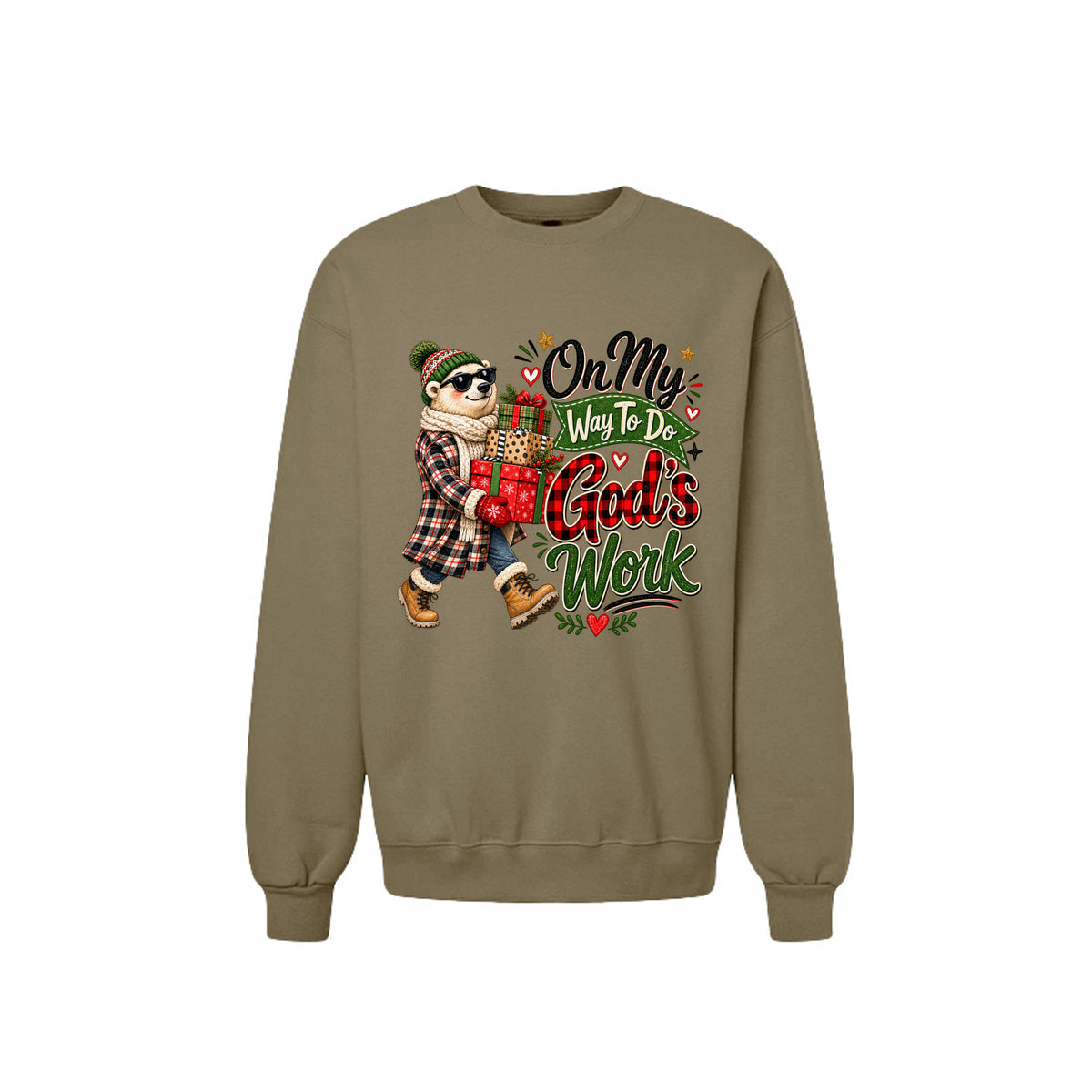 On My Way To Do God's Work Unisex Christian Christmas Pullover Sweatshirt - ClaimedbyGodDesigns