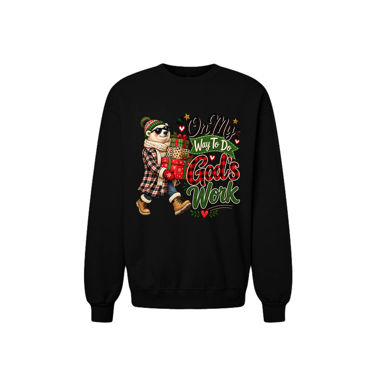 On My Way To Do God's Work Unisex Christian Christmas Pullover Sweatshirt - ClaimedbyGodDesigns