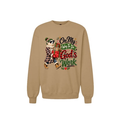 On My Way To Do God's Work Unisex Christian Christmas Pullover Sweatshirt - ClaimedbyGodDesigns