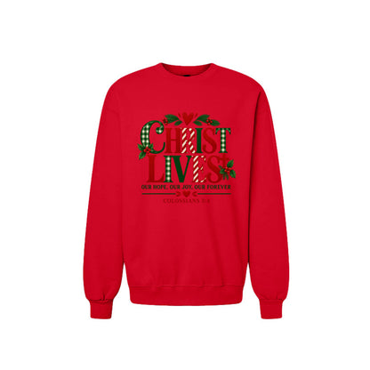 Christ Lives Unisex Christian Christmas Pullover Sweatshirt - ClaimedbyGodDesigns