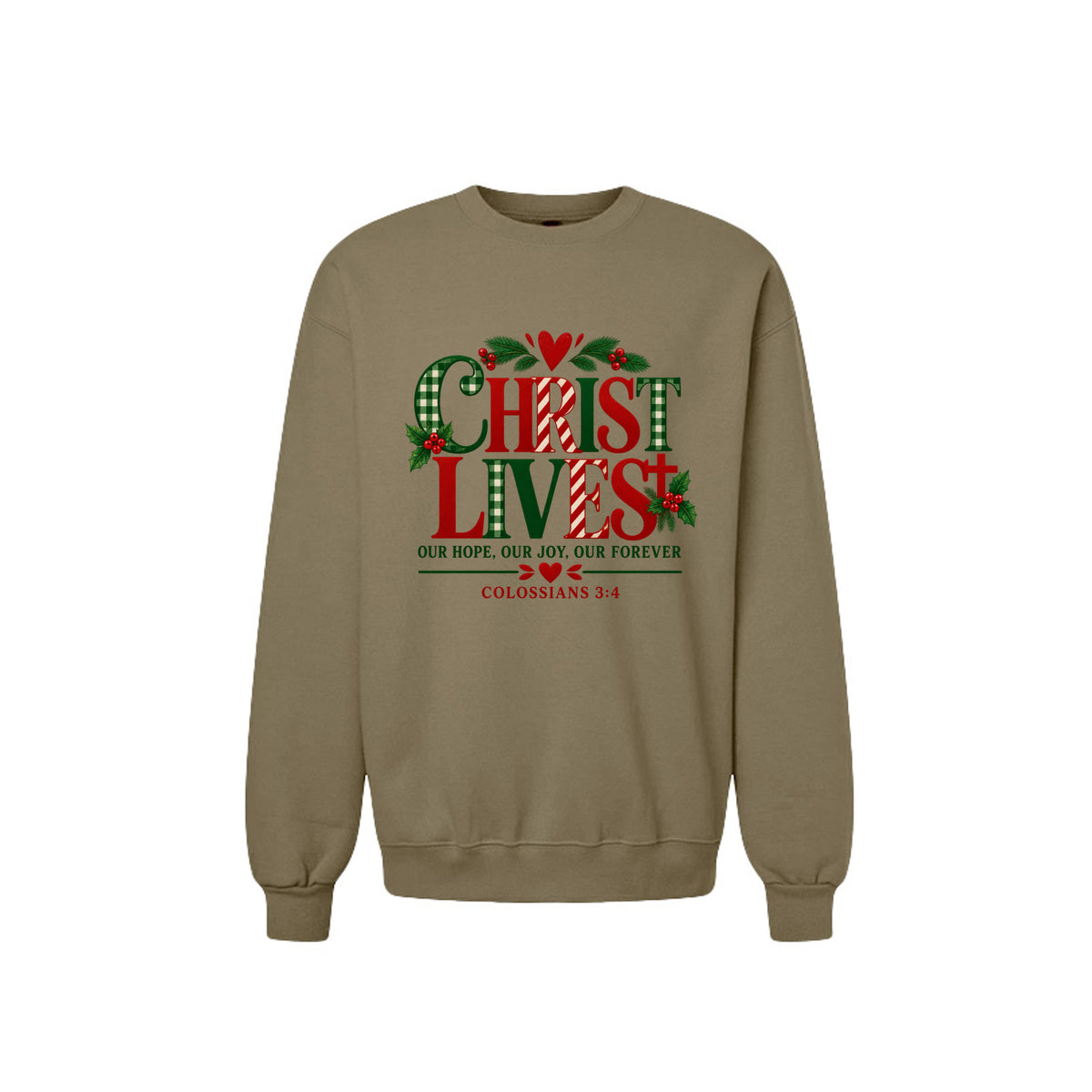 Christ Lives Unisex Christian Christmas Pullover Sweatshirt - ClaimedbyGodDesigns