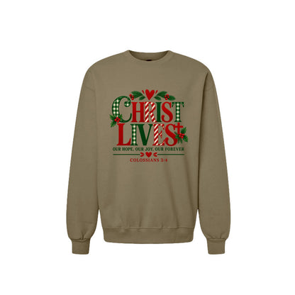 Christ Lives Unisex Christian Christmas Pullover Sweatshirt - ClaimedbyGodDesigns