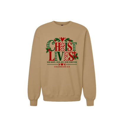 Christ Lives Unisex Christian Christmas Pullover Sweatshirt - ClaimedbyGodDesigns