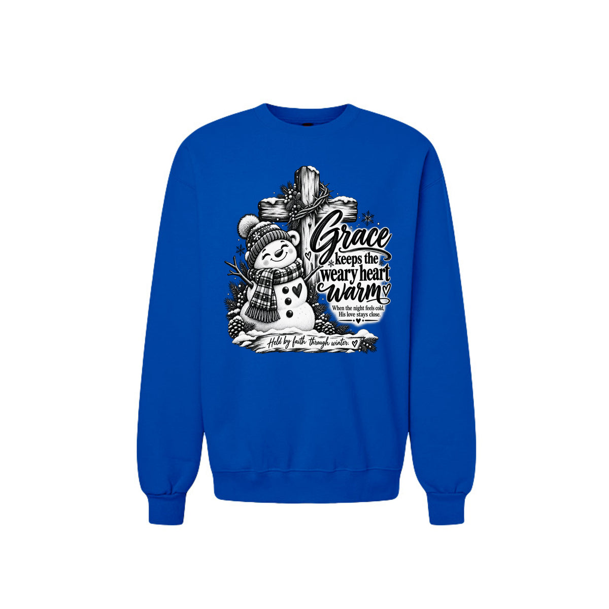 Grace Keeps The Weary Heart Warm Unisex Christian Christmas Pullover Sweatshirt - ClaimedbyGodDesigns