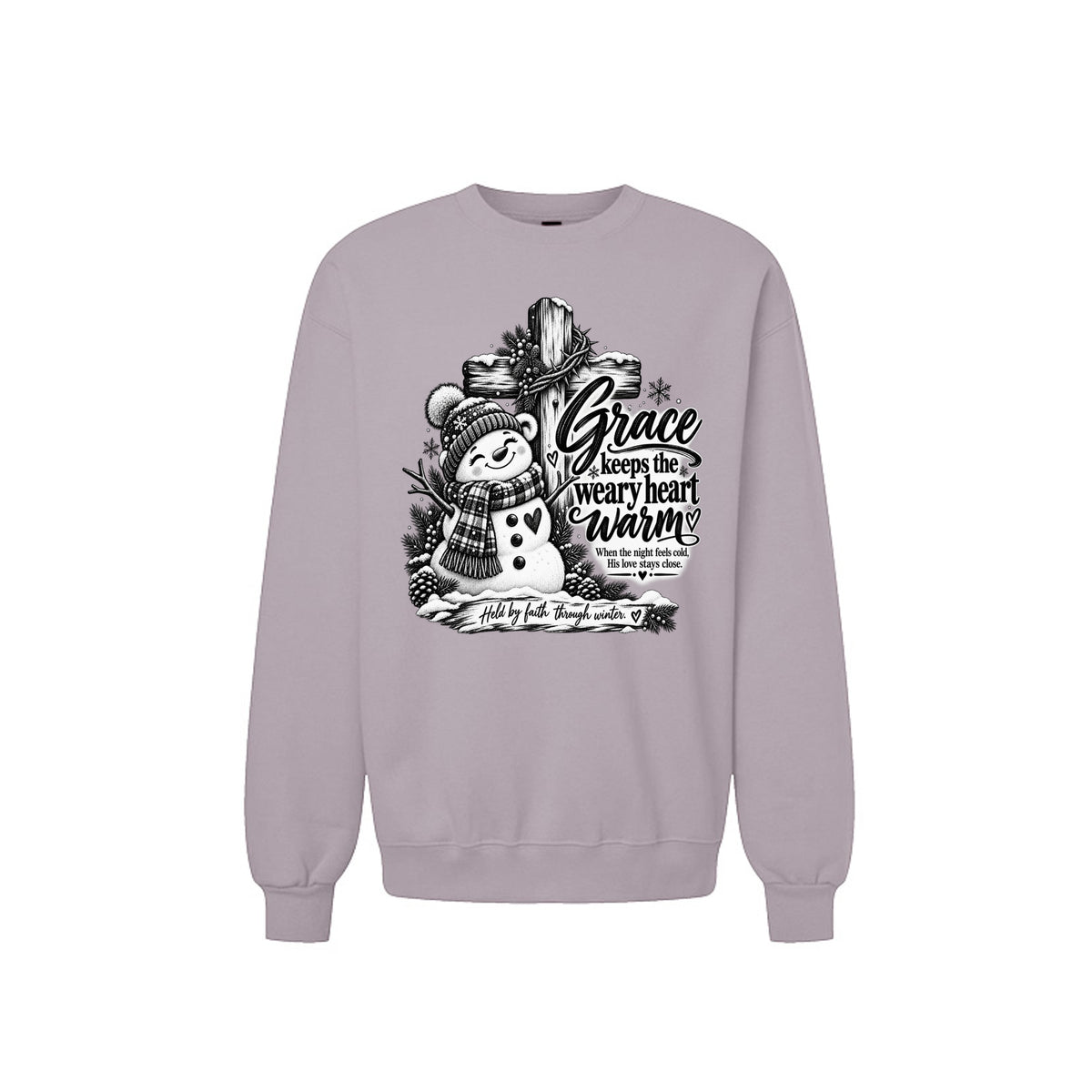 Grace Keeps The Weary Heart Warm Unisex Christian Christmas Pullover Sweatshirt - ClaimedbyGodDesigns