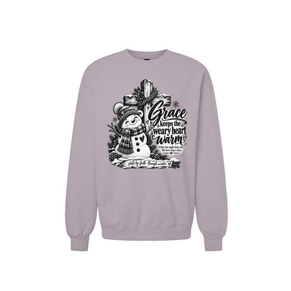 Grace Keeps The Weary Heart Warm Unisex Christian Christmas Pullover Sweatshirt - ClaimedbyGodDesigns