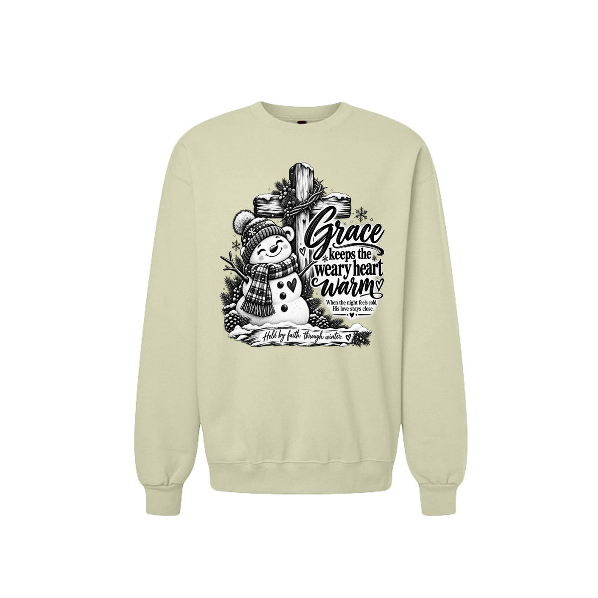 Grace Keeps The Weary Heart Warm Unisex Christian Christmas Pullover Sweatshirt - ClaimedbyGodDesigns