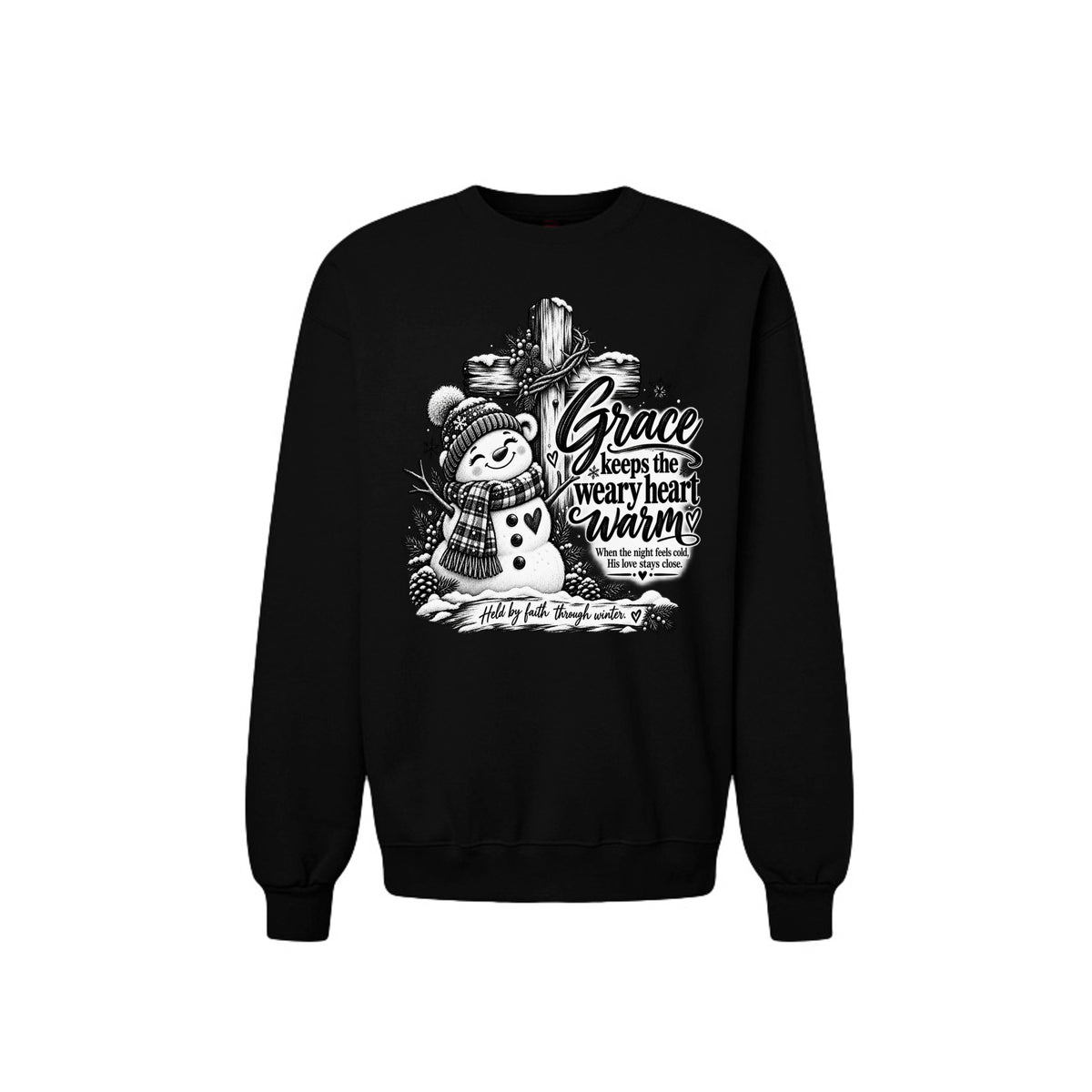 Grace Keeps The Weary Heart Warm Unisex Christian Christmas Pullover Sweatshirt - ClaimedbyGodDesigns
