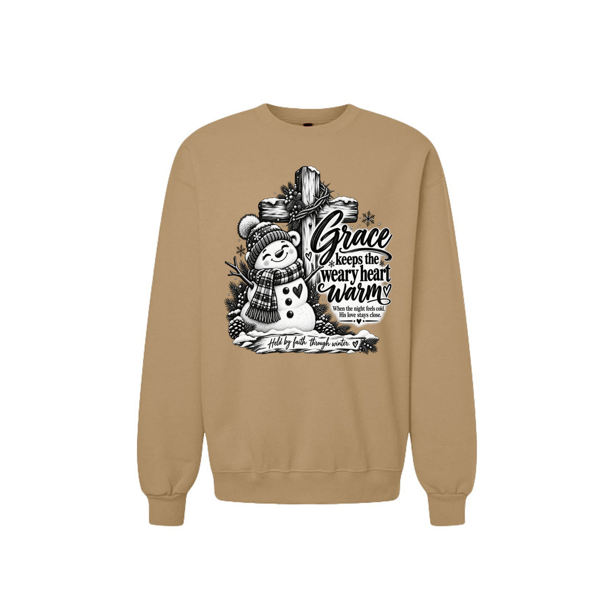 Grace Keeps The Weary Heart Warm Unisex Christian Christmas Pullover Sweatshirt - ClaimedbyGodDesigns