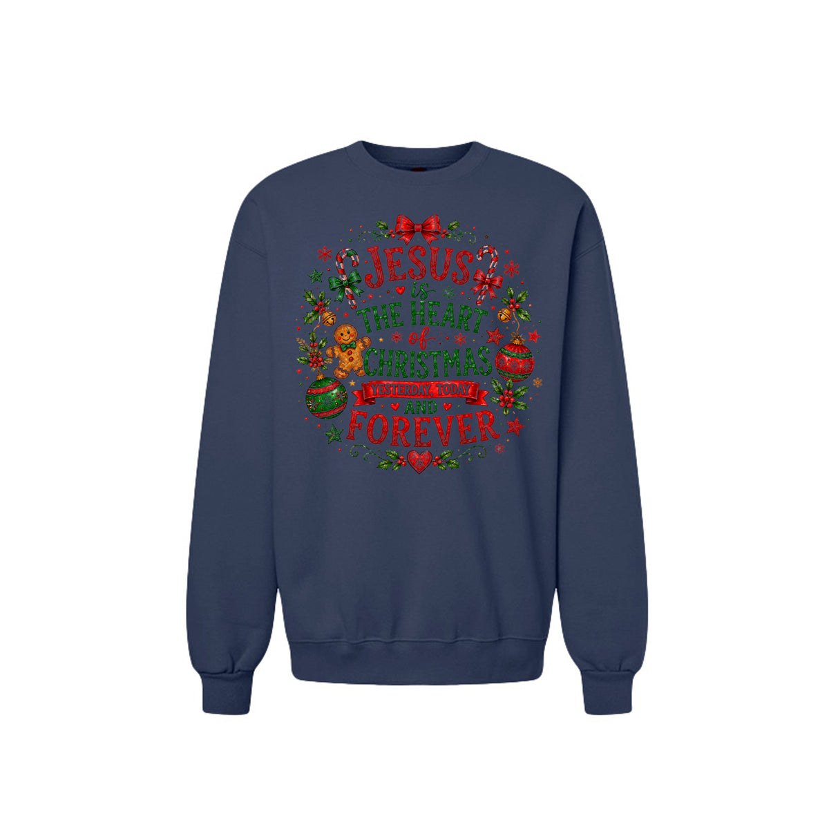 Jesus Is The Heart Of Christmas Unisex Christian Christmas Pullover Sweatshirt - ClaimedbyGodDesigns