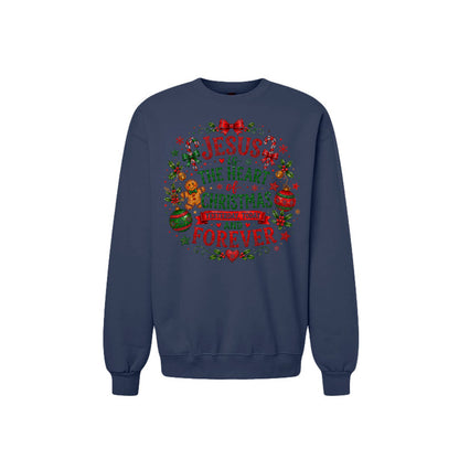 Jesus Is The Heart Of Christmas Unisex Christian Christmas Pullover Sweatshirt - ClaimedbyGodDesigns