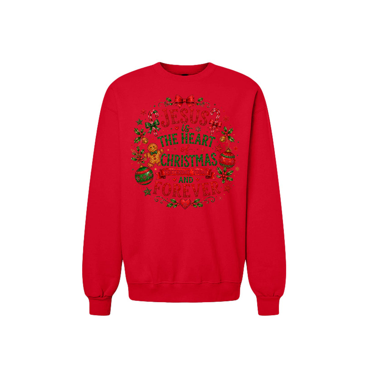Jesus Is The Heart Of Christmas Unisex Christian Christmas Pullover Sweatshirt - ClaimedbyGodDesigns