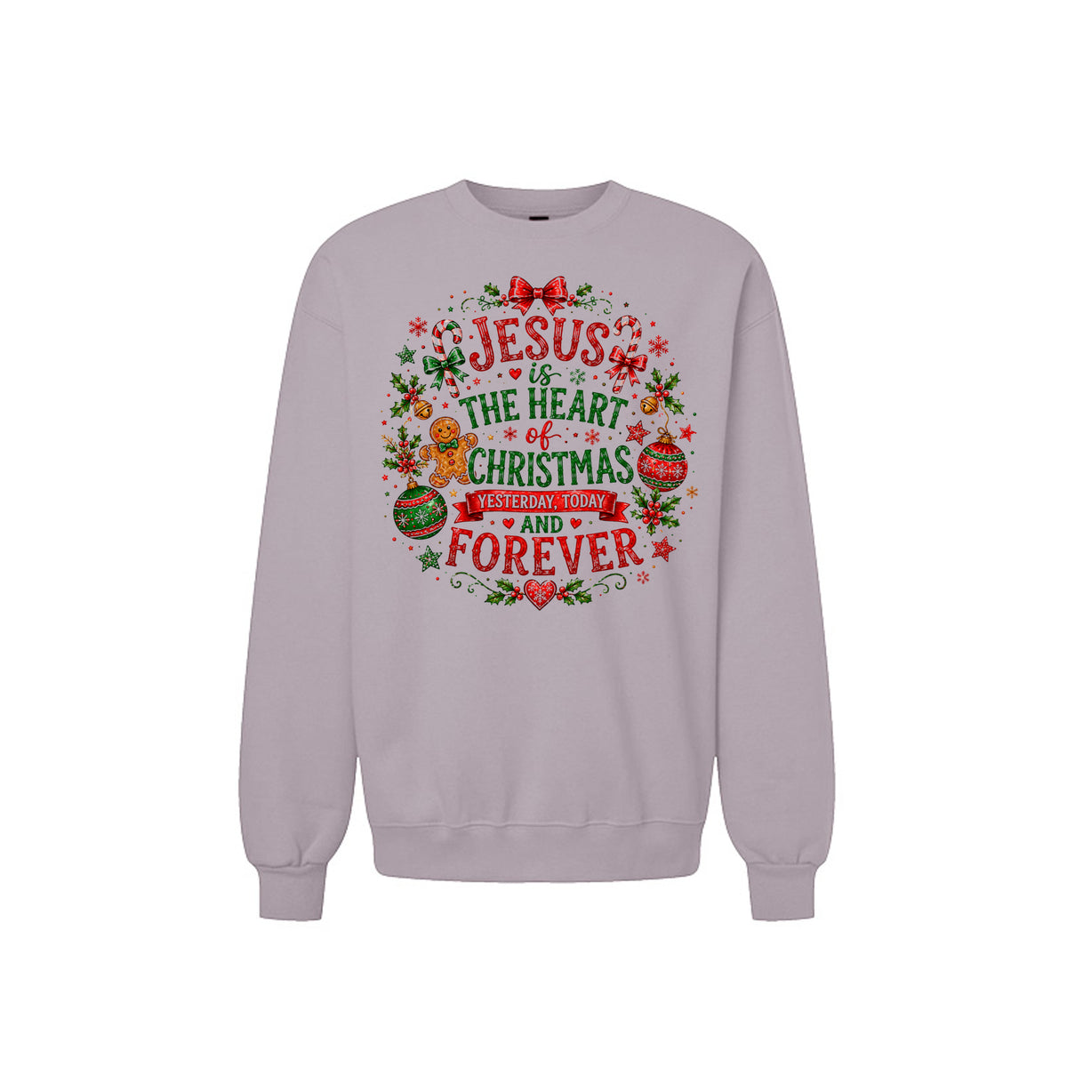 Jesus Is The Heart Of Christmas Unisex Christian Christmas Pullover Sweatshirt - ClaimedbyGodDesigns