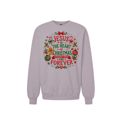 Jesus Is The Heart Of Christmas Unisex Christian Christmas Pullover Sweatshirt - ClaimedbyGodDesigns