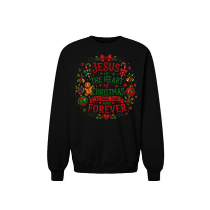 Jesus Is The Heart Of Christmas Unisex Christian Christmas Pullover Sweatshirt - ClaimedbyGodDesigns