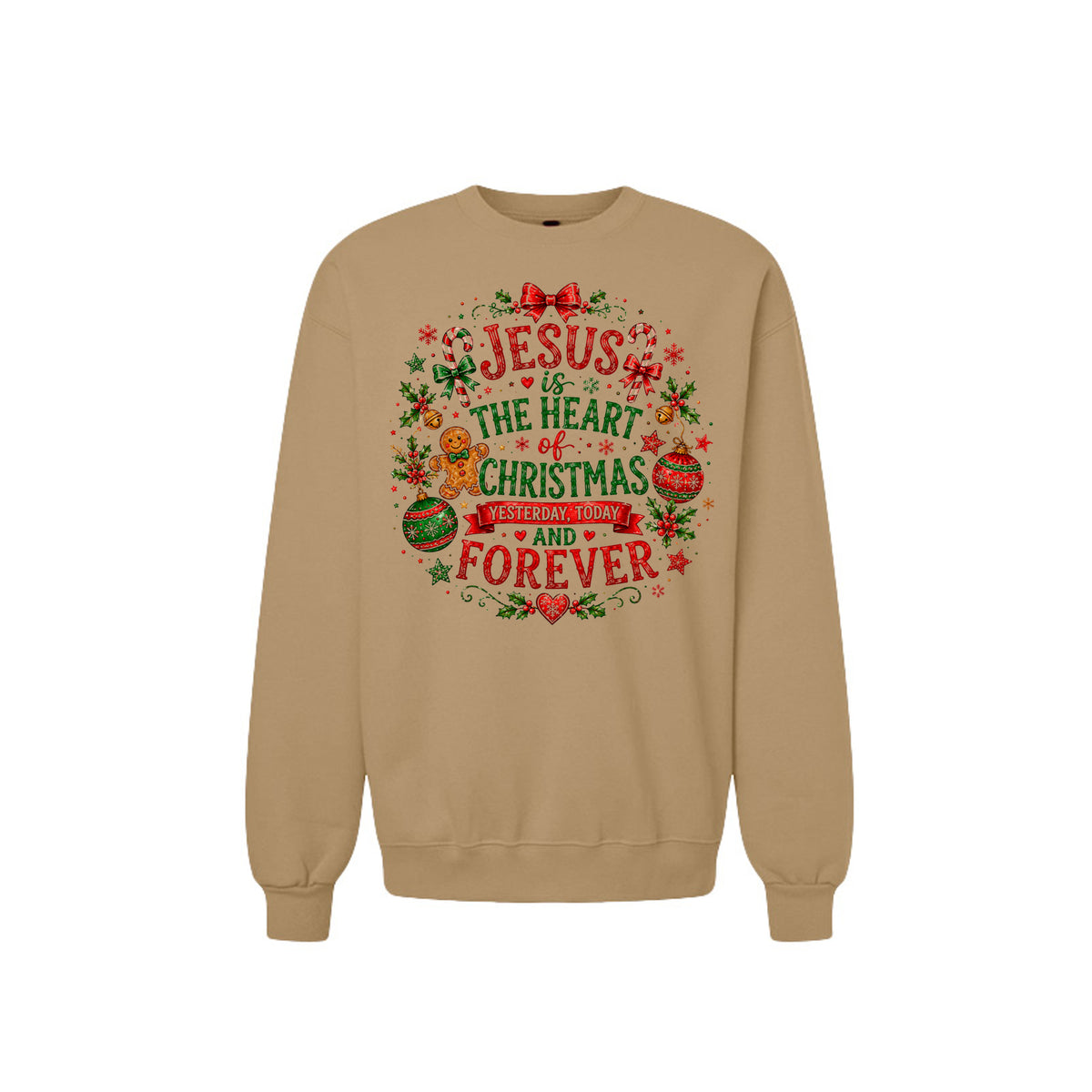 Jesus Is The Heart Of Christmas Unisex Christian Christmas Pullover Sweatshirt - ClaimedbyGodDesigns