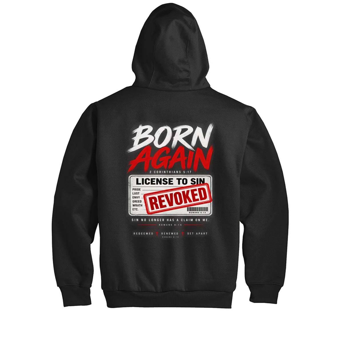 Born Again License To Sin Revoked Men's Christian Heavyweight Full-Zip Hooded Sweatshirt with Thermal Lining - ClaimedbyGodDesigns