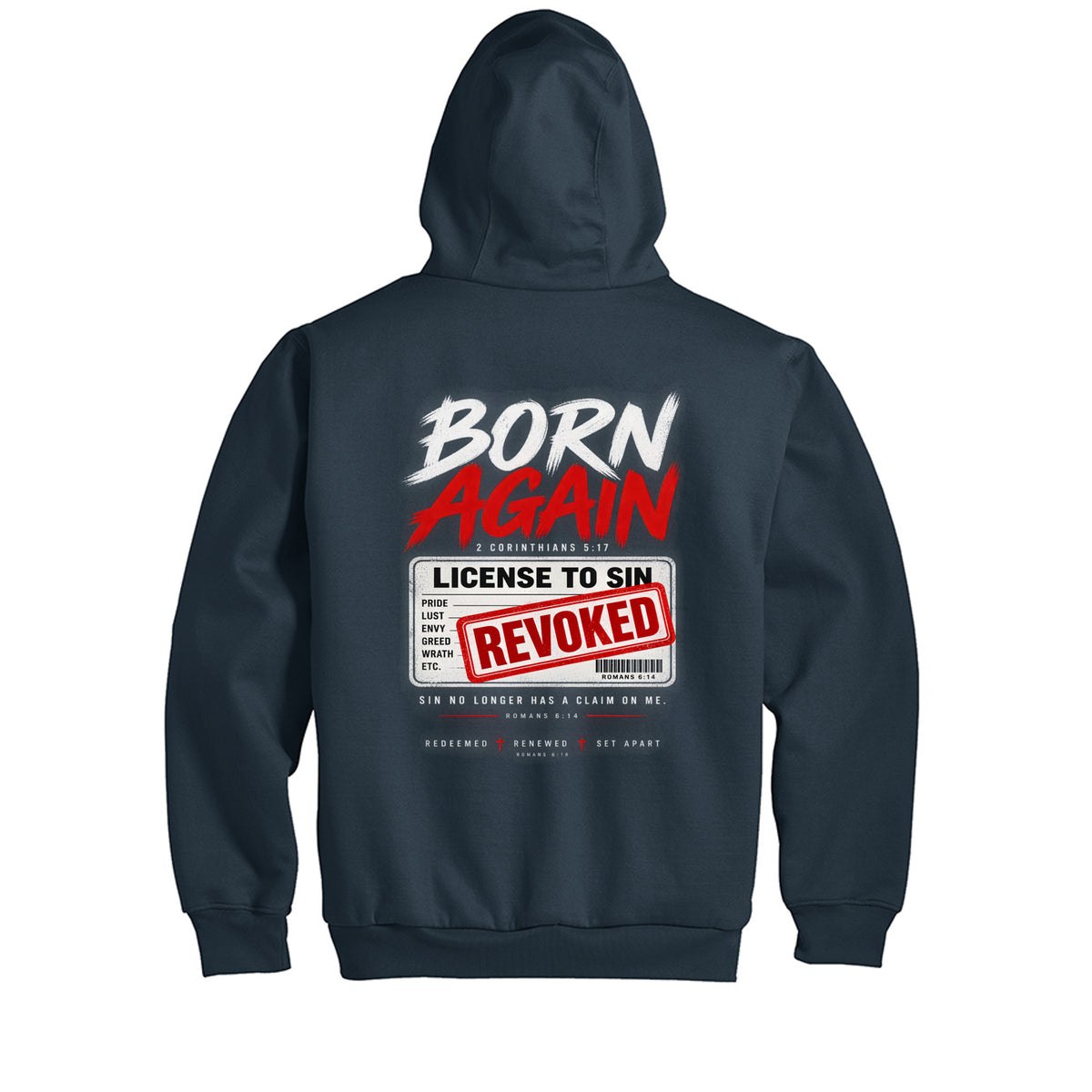 Born Again License To Sin Revoked Men's Christian Heavyweight Full-Zip Hooded Sweatshirt with Thermal Lining - ClaimedbyGodDesigns