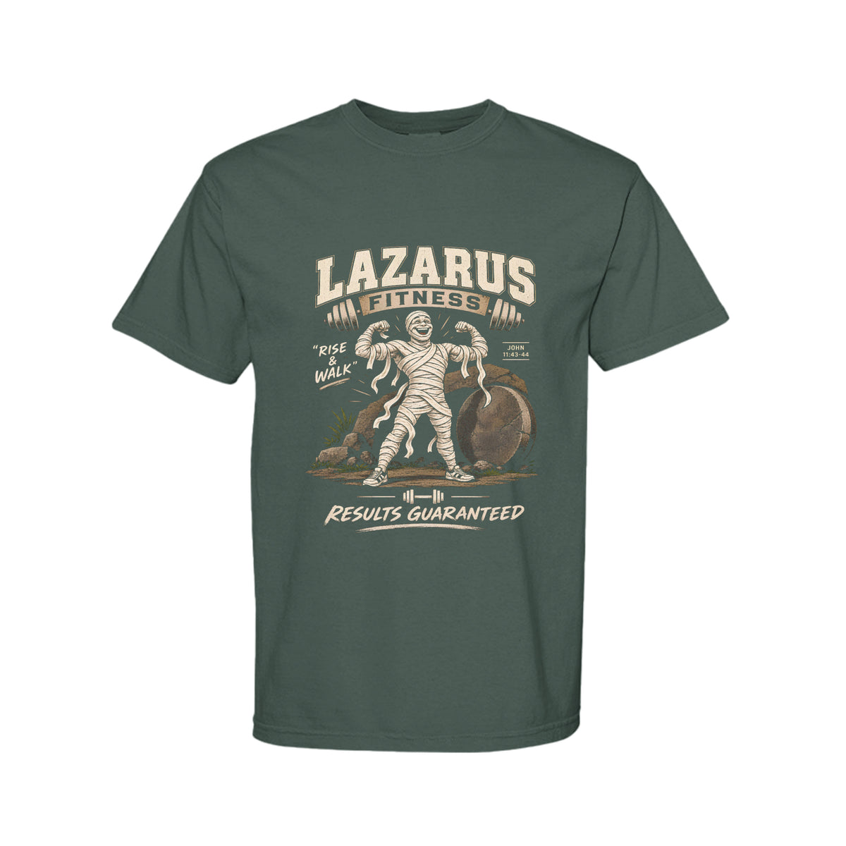 Lazarus Rise and Walk Funny Christian Gym Shirt color option - Claimed by God Designs