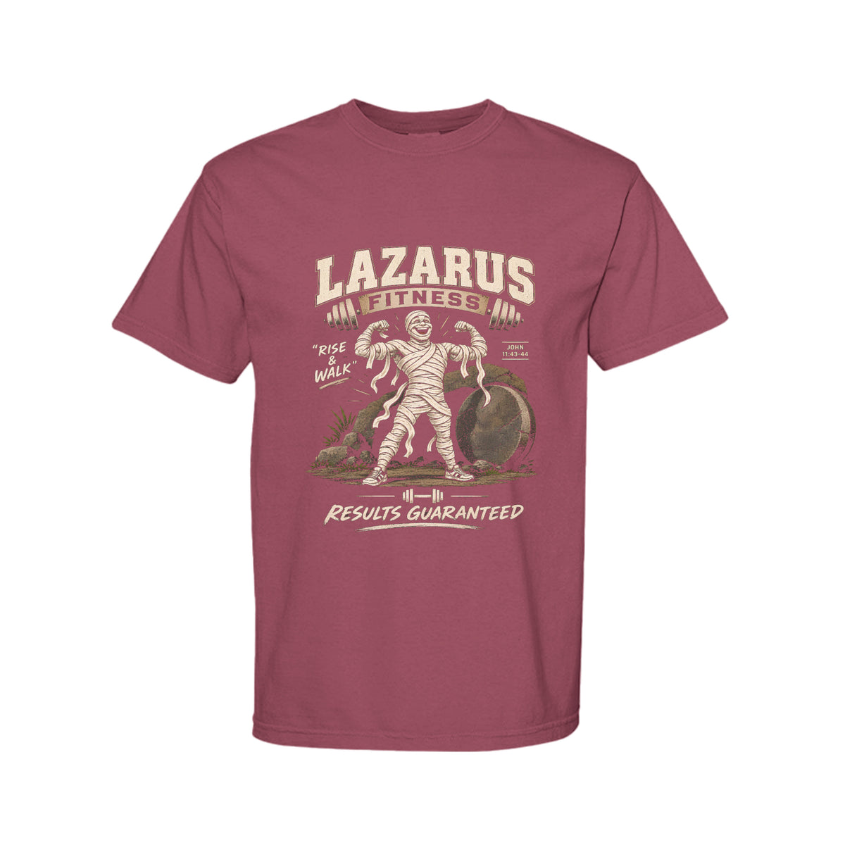 Lazarus Rise and Walk Funny Christian Gym Shirt color option - Claimed by God Designs
